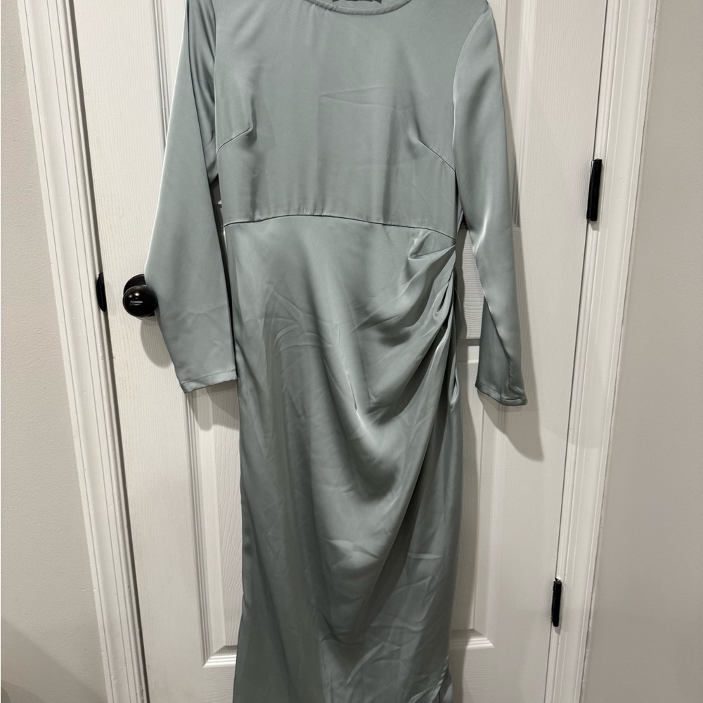 Elegant Long Sleeve Sage Green Dress - Women